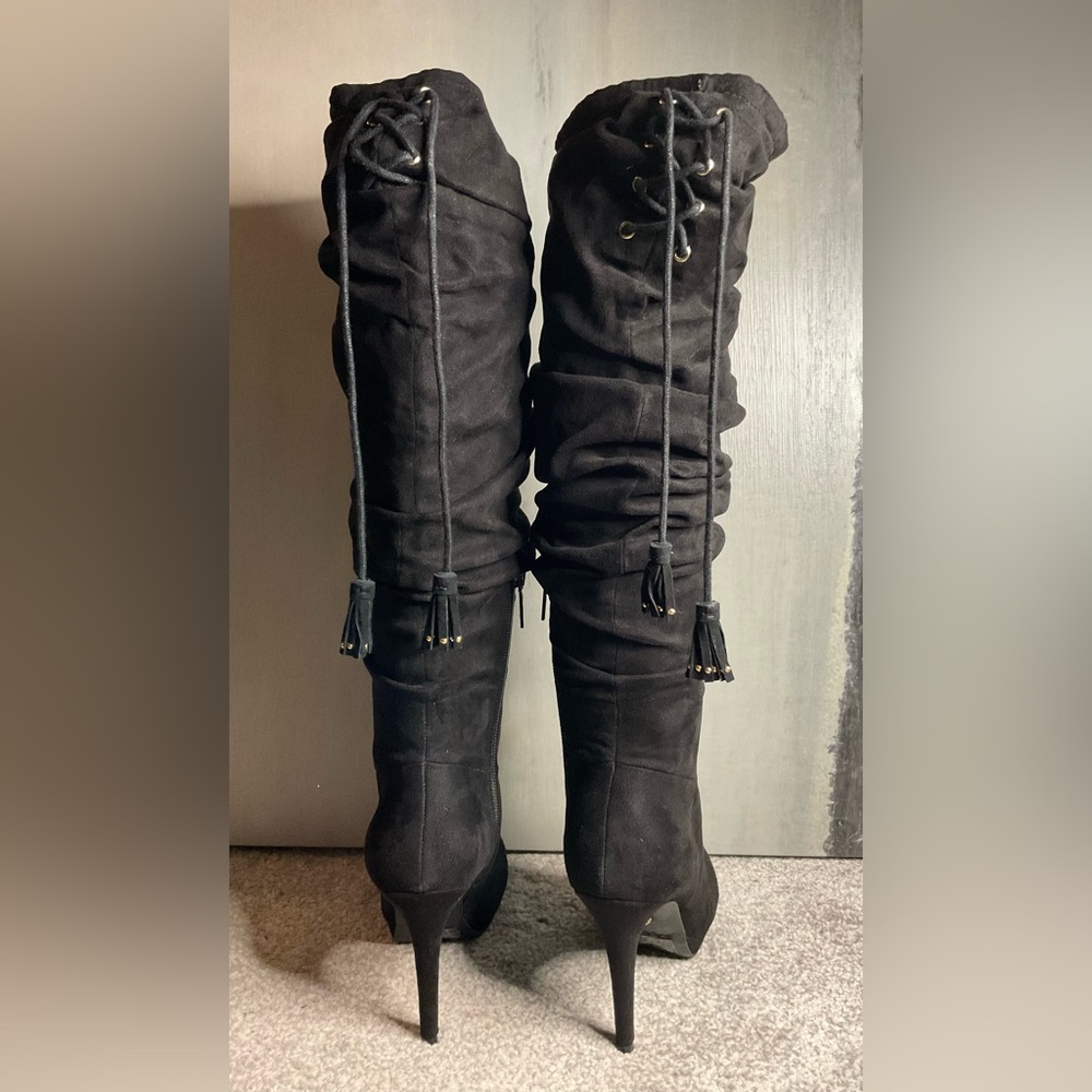 Thalia Sodi Brisa Over the Knee Platform Boots in Black Microsuede - Size 6 - Picture 4 of 12